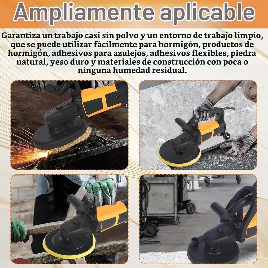 Lijadora pared y Techo, Lijadora Electrica de 1100W Pulidora de Concreto de 2800RPM para Lijadoras de Ø180mm Disco de Desbaste Pulidora de Concreto para Paredes Pisos de Concreto
