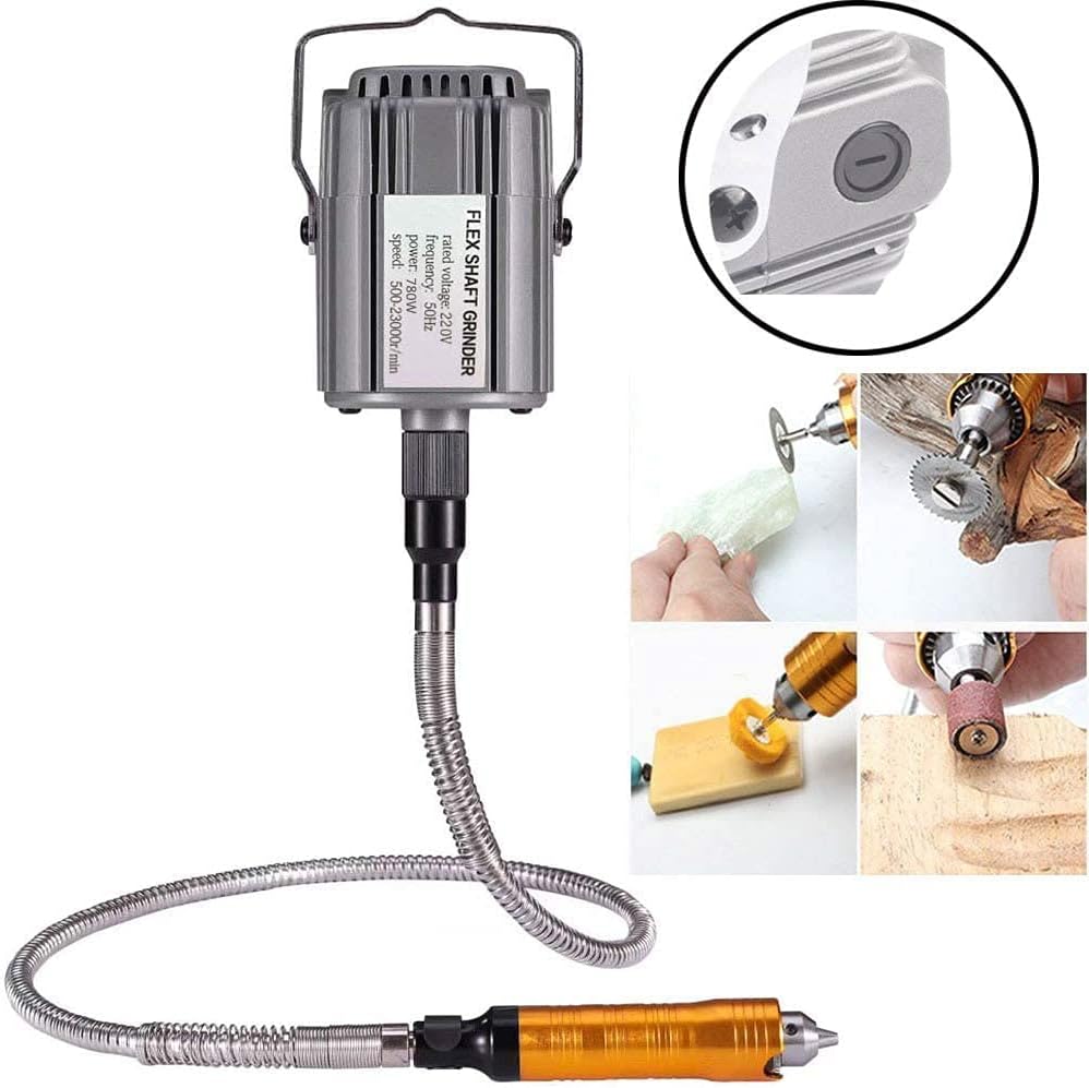 1/4HP Amoladora Eléctrica Multiherramienta Herramienta Rotativa Eje flexible que cuelga la amoladora Carver Kit, control de pedal,780W fuerte potencia, eje flexible de metal, 23000 RPM