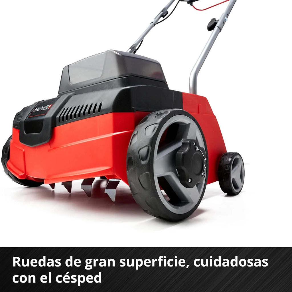 Einhell Escarificador/aireador inalámbrico - GC-SC 36/31 Li PXC. Combinada 3 en 1, motor de bobinado en serie, unidad de corte con rodamiento de bolas, suministrada sin batería y cargador