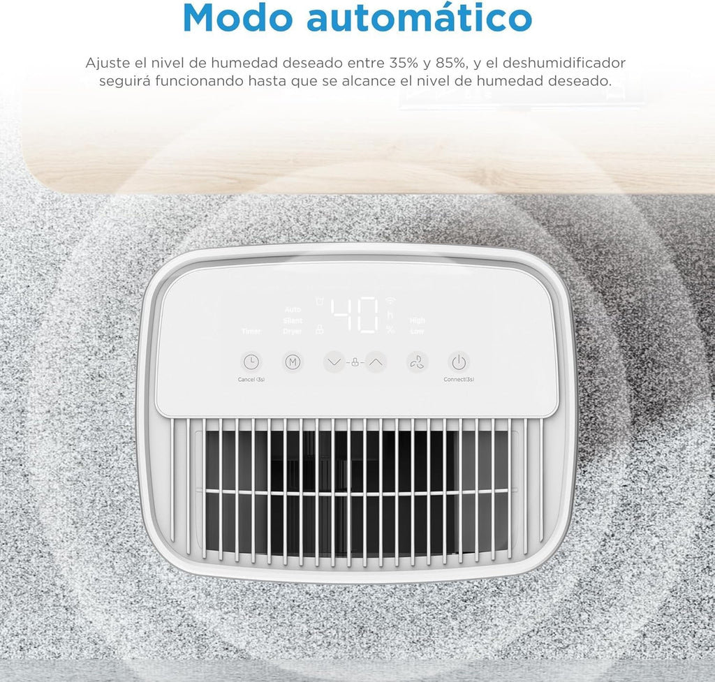 MIDEA Deshumidificador de Humedad Silencioso 12L/Dia | App/Wifi | 35 m2 | Deshumificadores para Humedades en Habitación con Depósito Extraible - Deshumificador Electrico Pequeño Bajo Consumo 300W