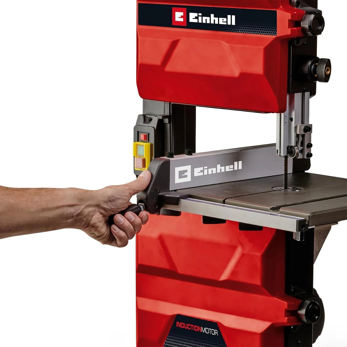 Einhell Sierra de banda TC-SB 245 L (400W, máx. vel. de banda 72 m/min, 245 mm anchura de paso, máx. altura de corte 101 mm, mesa de sierra inclinable, tope paralelo y angular, conexión de aspiración)