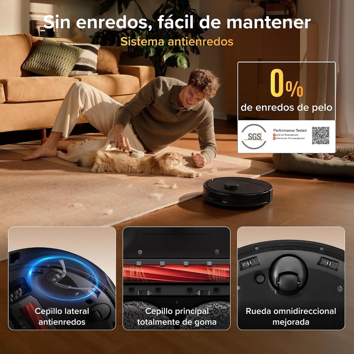 roborock Qrevo S Pro Robot Aspirador (Versión Mejorada del QV 35A) Succión de 18500 Pa, Base Todo en Uno, 2,7L Bolsa para Polvo, Sistema antienredos, Evitación de Obstáculos, Negro