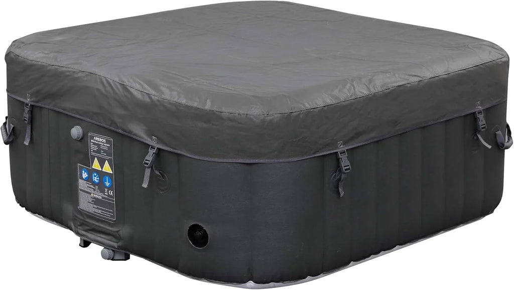 Arebos SPA Hinchable Piscina de hidromasaje | Hinchable | Cuadrada | para Interior y Exterior | 154x154cm | 4 Personas | 130 chorros de Masaje | 600 L