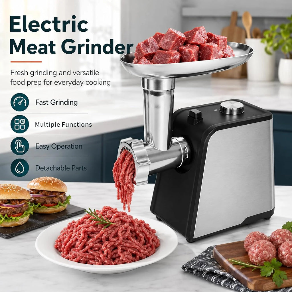 Picadora de carne eléctrica 4 en 1, 2800 W, picadora de carne doméstica