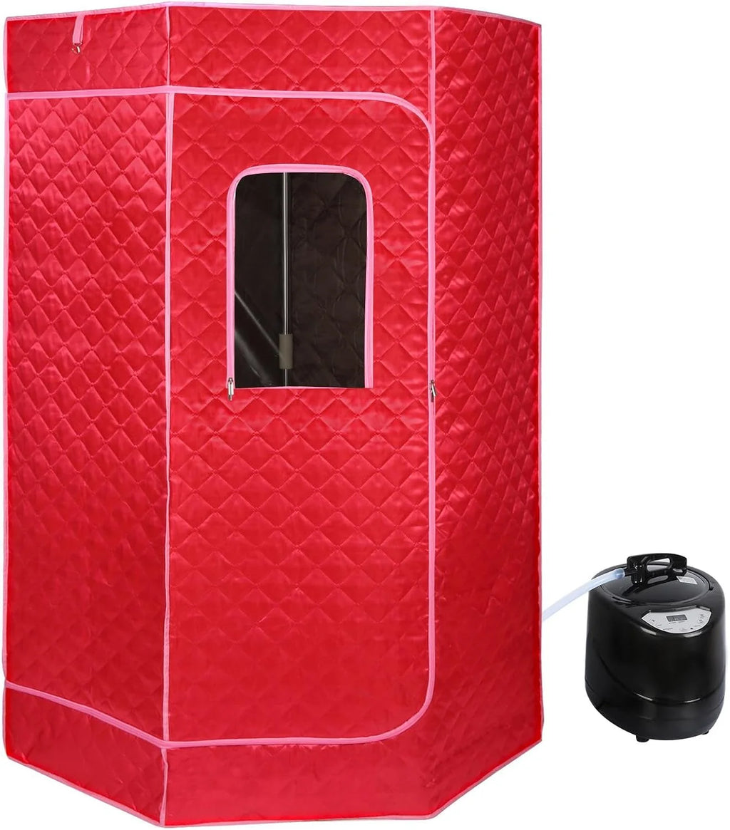 Sauna de vapor portátil, sauna plegable cabina, personal spa en casa, temperatura 9 niveles con mando a distancia, puede ser utilizado por dos personas, 90 x 90 x 180 cm (rojo)