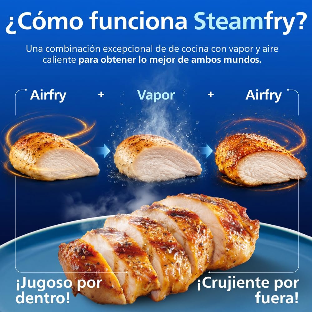 Philips 5000 Airfryer - Freidora de Aire cesta flexible 9,5L, SteamFry