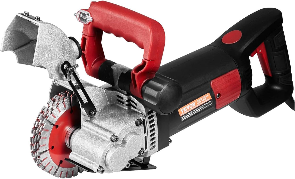 VEVOR Cortadora de Pared Profundidad de Corte de 34 mm, Máquina Cortadora de Pared 2500 W, Ranuradora de Pared Ancho de Corte de 42 mm, con 5 Hojas de Sierra, Diámetro de 160 mm con Rayos Infrarrojos
