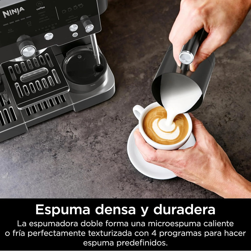 Ninja Luxe Premier Cafetera 3 en 1 para Espresso, Cold Brew y Café de Filtro con Molinillo y Espumador Integrados - 25 Ajustes de Molienda y 4 Preajustes de Espuma - Negro, ES601EUBK