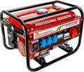 Generador de corriente con gasolina | Accesorios incluidos | Grupo electrógeno silencioso | 5 enchufes 3 x 230 V / 1 x 400 V / 1 x 12 V | 6,5 CV