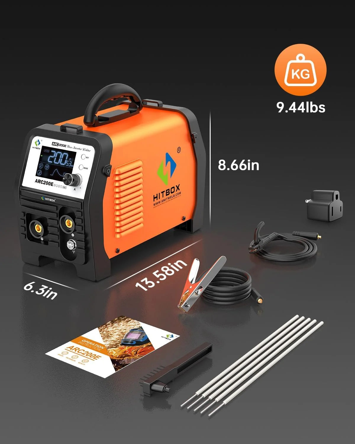 HITBOX Soldador Inverter 200A MMA LiftTIG IGBT 230V TFT‑LCD