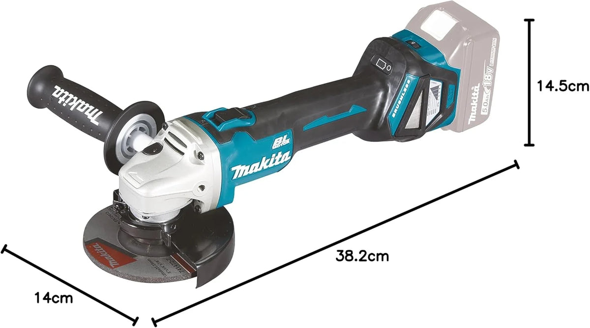 Makita dga511z Amoladora de ángulo 18,0 V (sin batería, sin cargador), Acrilonitrilo butadieno estireno, Multicolor