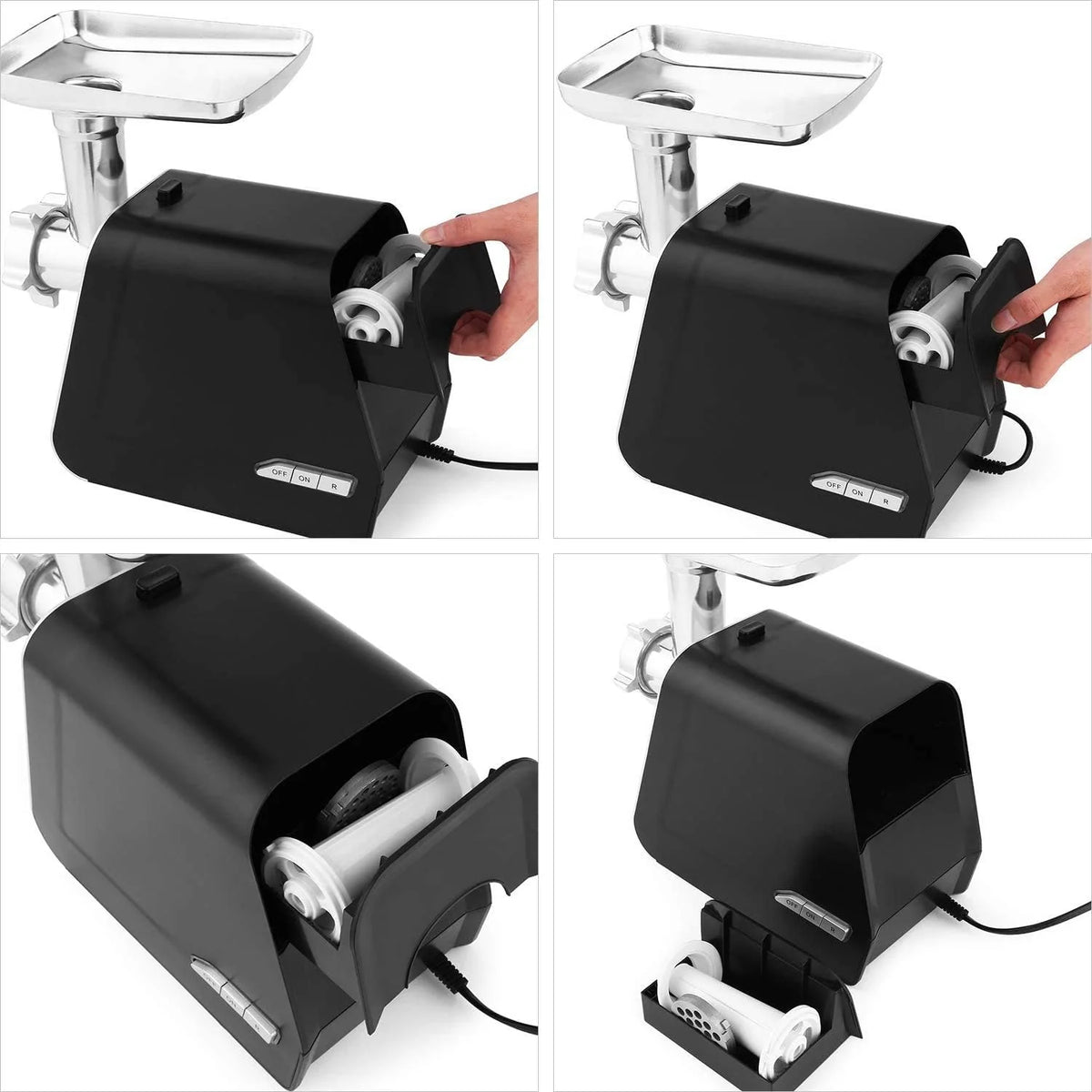 Nictemaw Picadora de carne eléctrica de 2000 W, máquina para salchichas con 3 discos perforados, accesorios para galletas, tubos de relleno de salchichas y accesorios para la cocina doméstica
