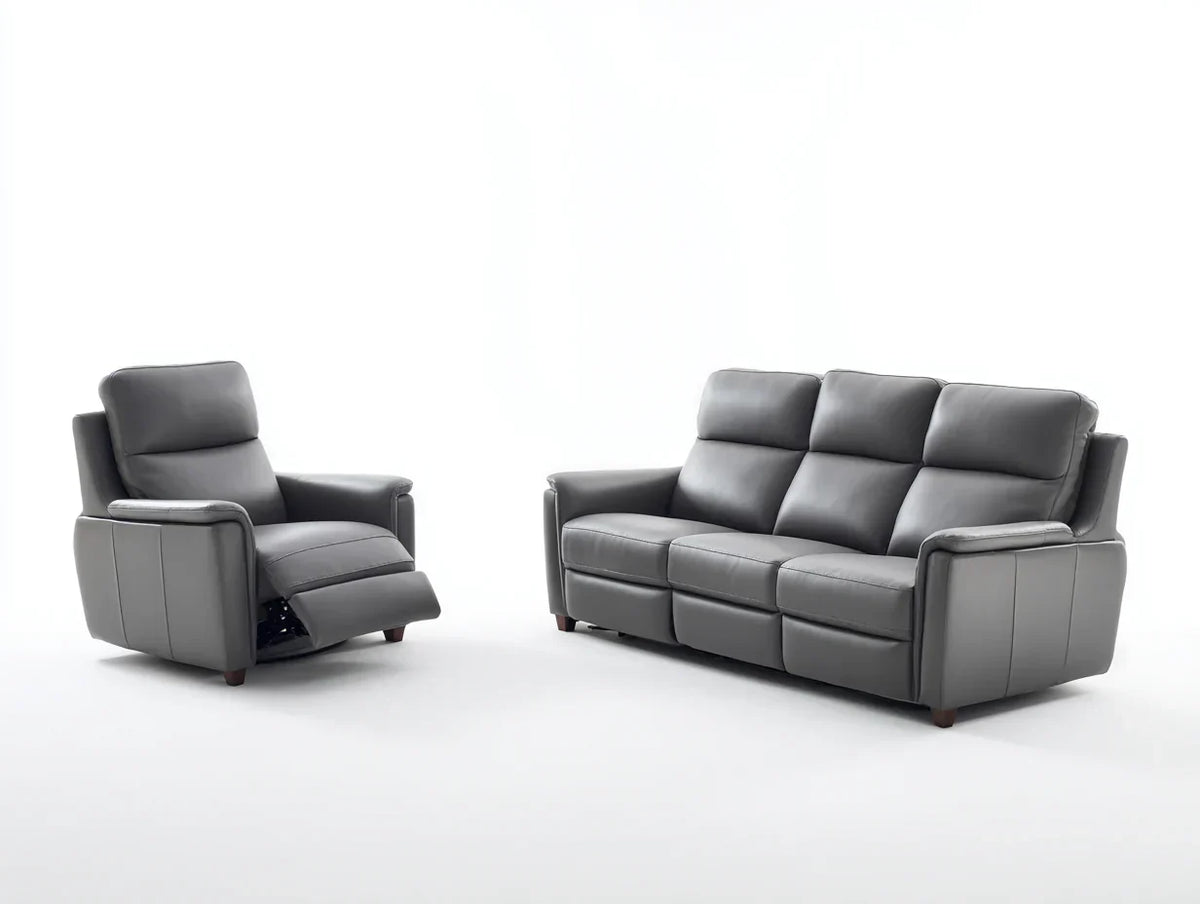 Conjunto de sofás reclinables cuero sintético con función relax 210x95x102 cm - gris - diseño moderno para salón