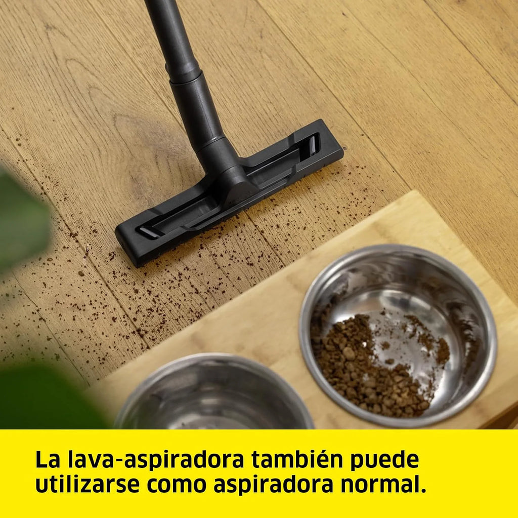 KÄRCHER Lava-aspiradora SE 4, Manguera de aspiración con pulverizador, depósitos de 4 l, boquillas de Lavado, de Clip y para tapicerías, con Accesorios para Suelos Duros y alfombras