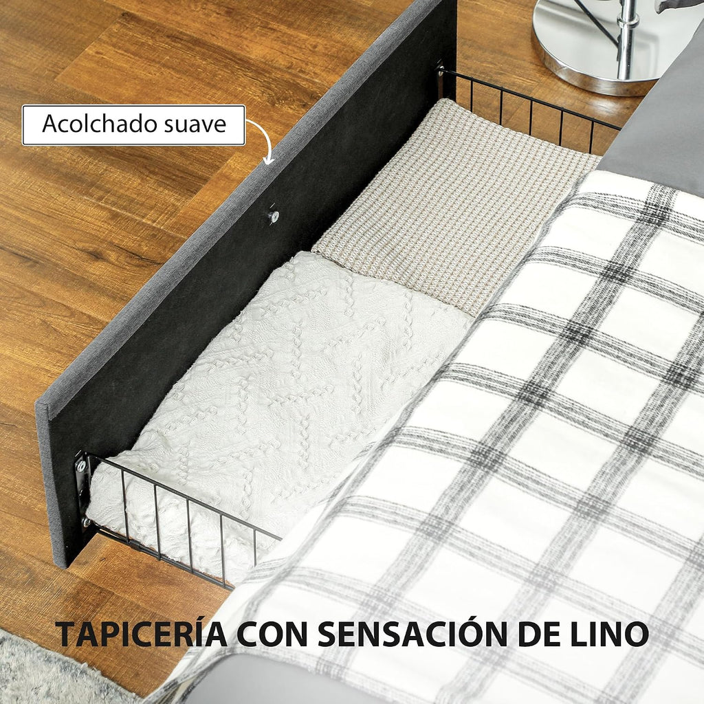 Homcom Double Bed 140 x 190 cm Double Bed Frame with Storage Grey