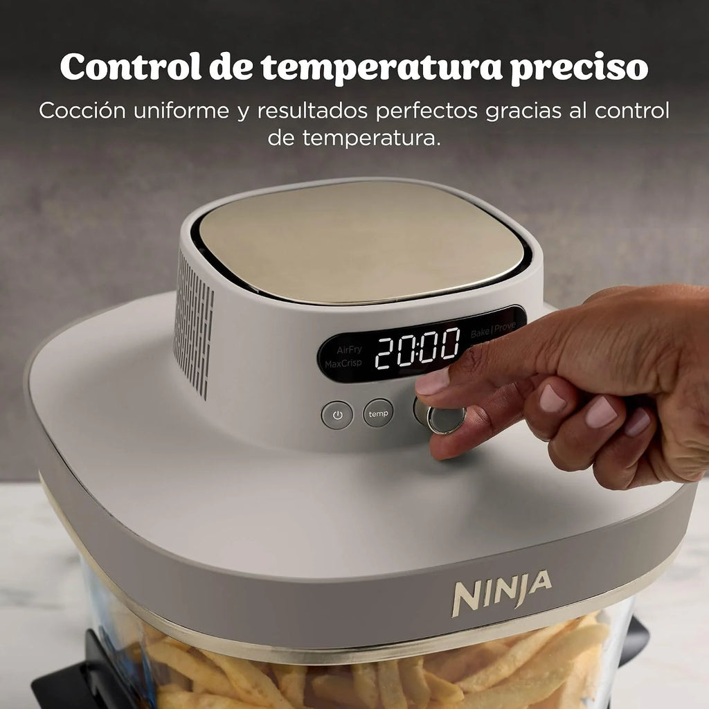 Ninja CRISPi PRO XL, Freidora de Aire con 2 Recipientes, Dorado Piedra