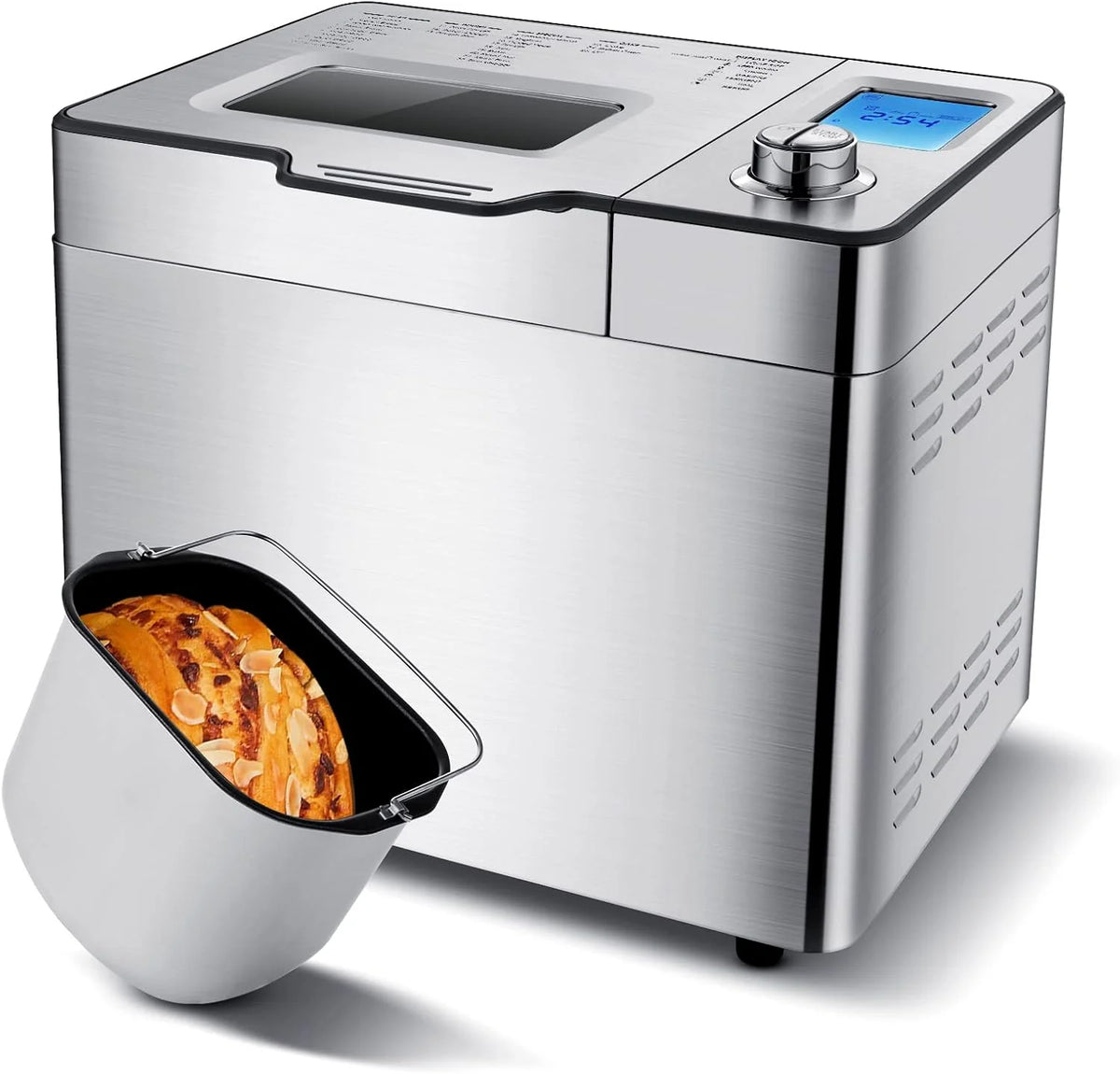 COOCHEER Panificadora automática de 550 W, 25 programas de horneado, caja de ingredientes automática, 3 tamaños de pan y colores de horneado, 13 horas de temporizador automático