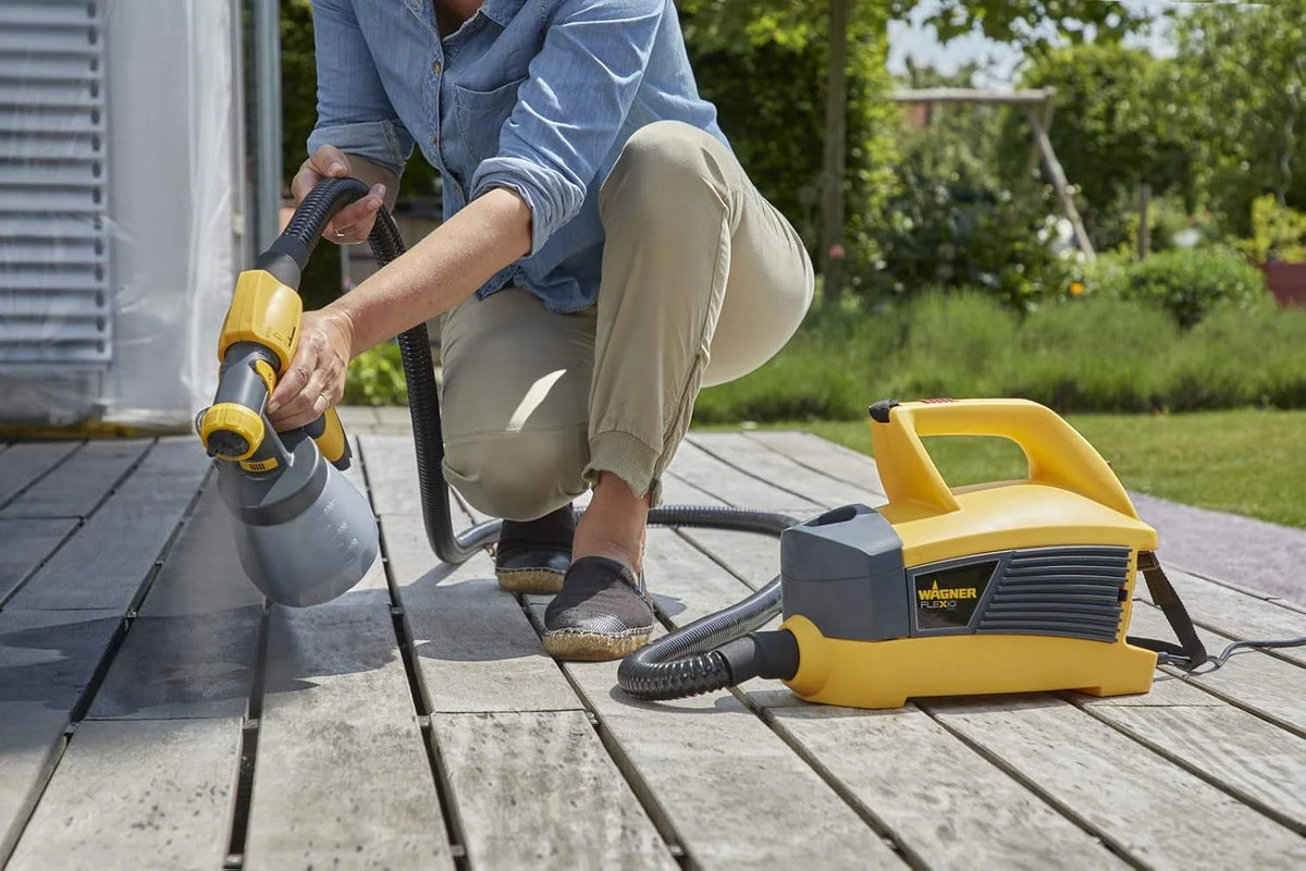 WAGNER pulverizador de Pintura W 690 FLEXiO par plásticas/látex, Barnices y esmaltes, Interiores y Exteriores, 15 m²-6 min, depósito 1800 ml/800 ml, 630 W, Manguera 3,5 m