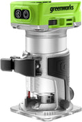 Greenworks 24V Fresadora De Madera Rebajadora sin cable, motor sin escobillas, 30000 RPM, control variable de 5 velocidades, sin batería ni cargador