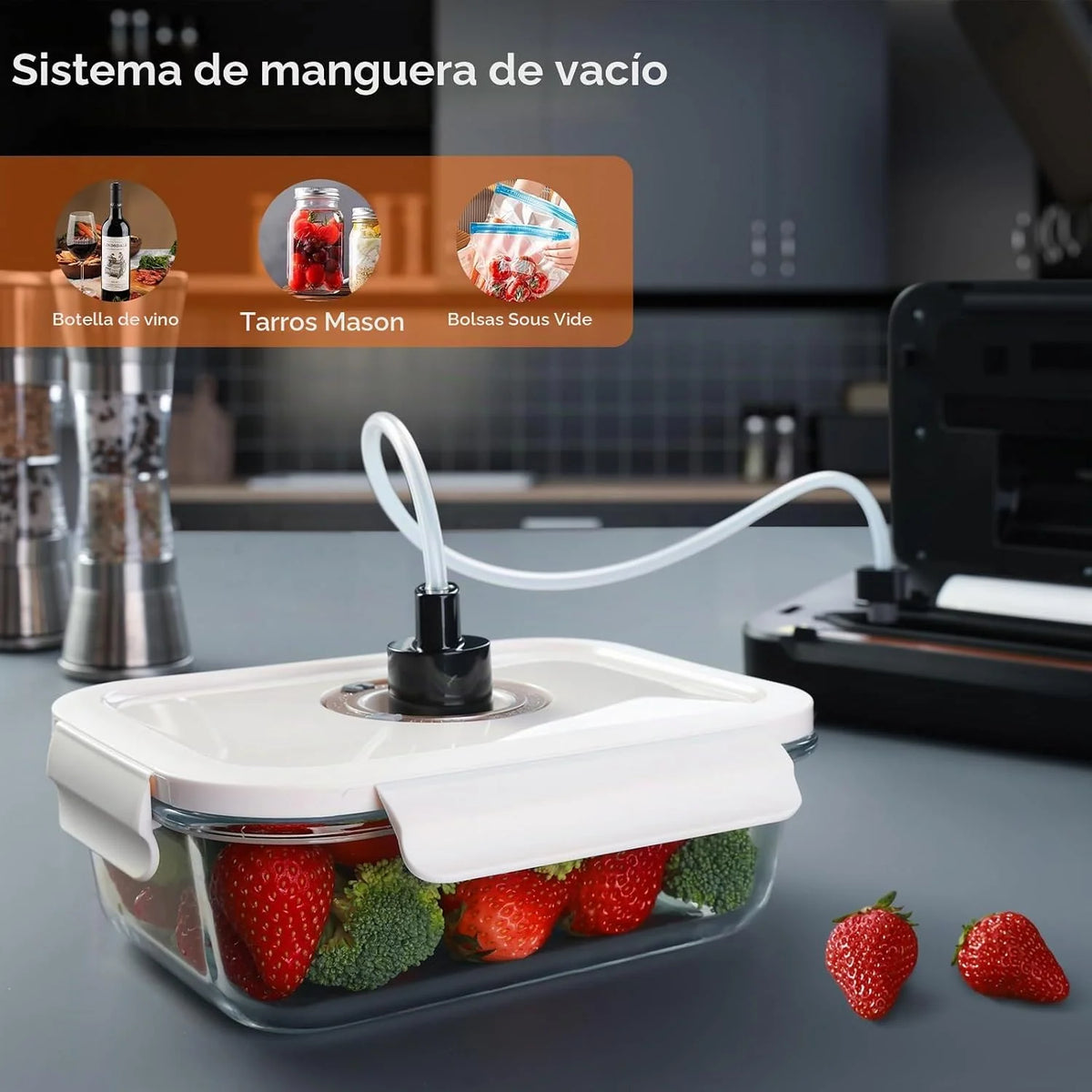 Envasadora al Vacio, 80KPA Domestica 8-EN-1 Maquina Envasar al Vacío Profesional Modos de Alimentos Seco y húmedos, 2 con bolsa enrollable 11 bolsas de vacío y cortador integrad