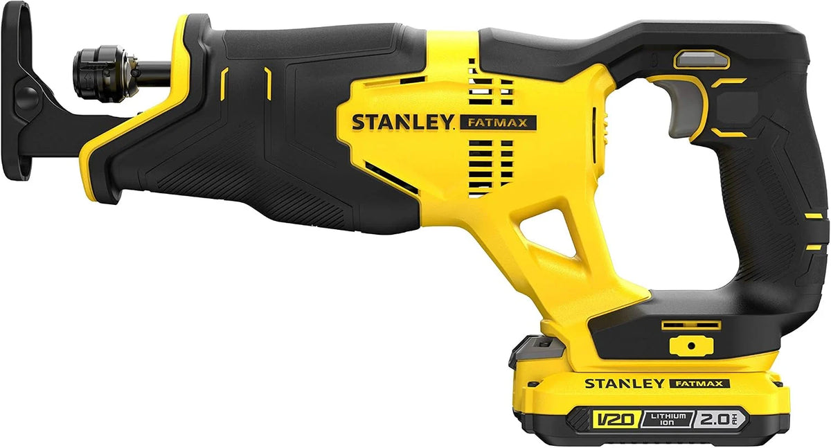 STANLEY FATMAX Sierra sable V20 Litio 18V, Velocidad hasta 3000 cpm, longitud de carrera 25mm, incluye 2 baterías 2Ah, cargador y maletín, SFMCS300D2K-QW