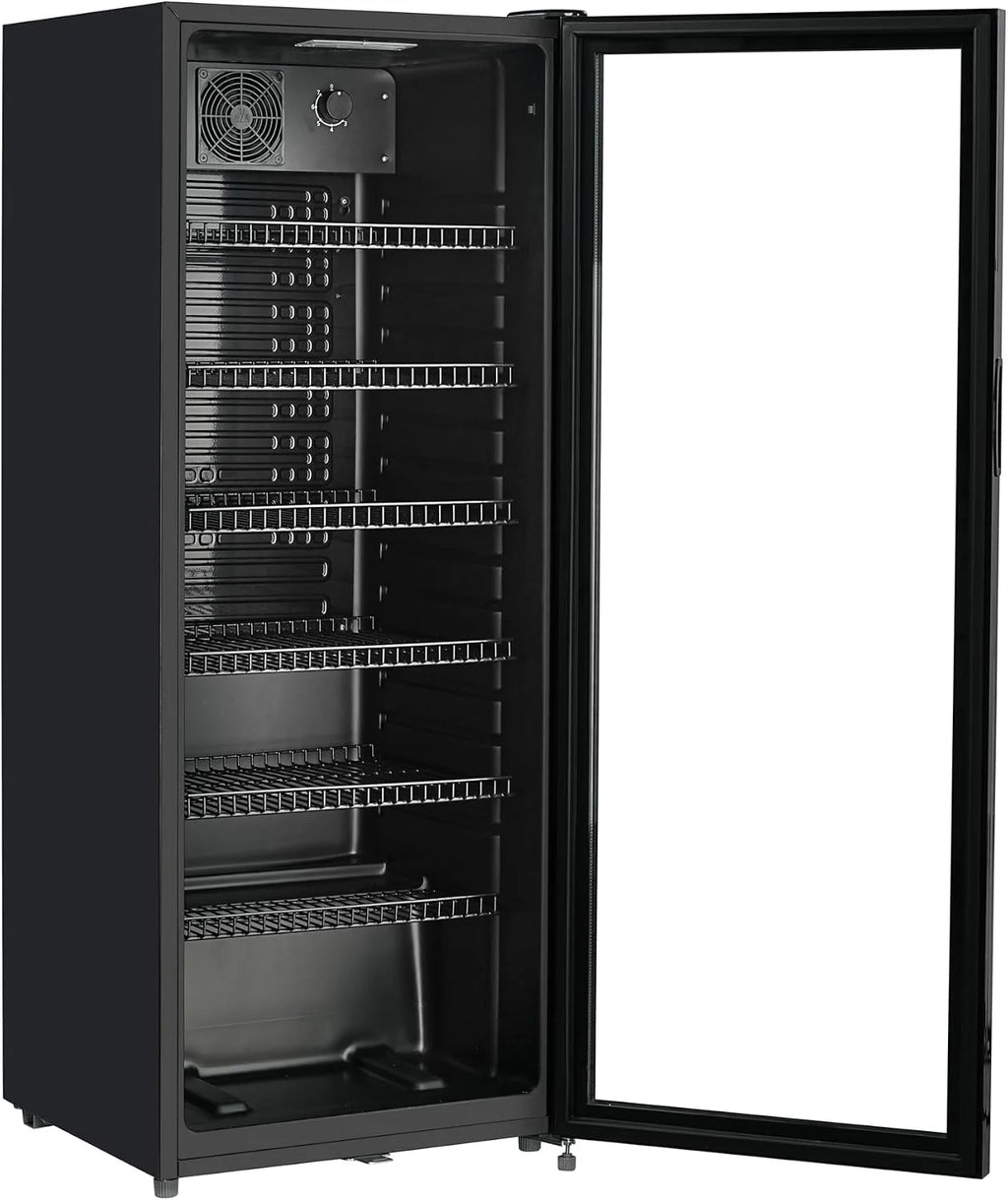 METRO Professional Frigorífico para Bebidas GSC4240B, Nevera Vertical con Puerta de Cristal, 54 x 54.5 x 139.5 cm, Iluminación Led, 6 Estantes Ajustables, con Cerradura, 4-18 °C (237 L, Negro)