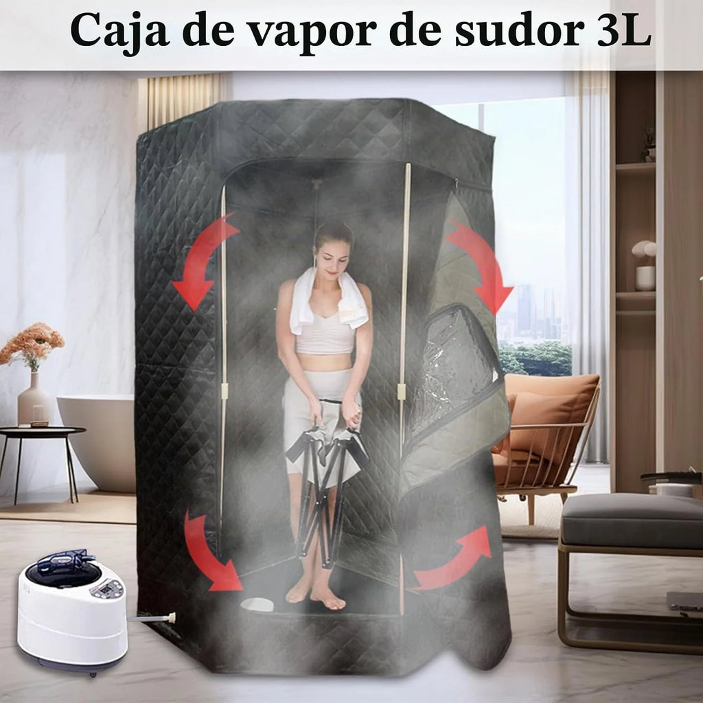 Sauna Tienda Campaña Para Sauna, Cabina Sauna Generador Sauna Vapor Tienda Sauna Portátil Aire Libre Temporizador Y 9 Niveles Temperatura Con Sauna Vapor Olla Vapor 3L Silla Plegable Control Remoto