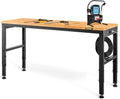 VEVOR Banco de Trabajo de Altura Ajustable, 135 cm de Ancho x 46 cm de Profundidad x 97 cm de Alto, Mesa de Garaje con 72-97 cm de Altura y Capacidad de Carga de 900 kg, con Tomas de Corriente, Parte