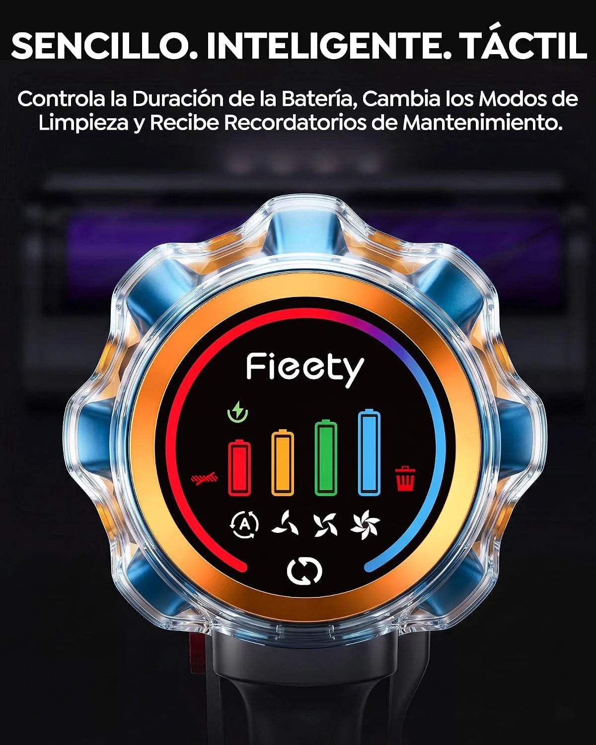 Fieety Aspiradora sin Cable 55KPa/650W/80Mins, Escoba Aspiradora de 1.8L, Modo Auto, Manguera 1.5M, Pantalla LED, Aromática, Autoportante, Cepillo Anti-Enredo con Luz, para Suelos/Alfombras/Pelo
