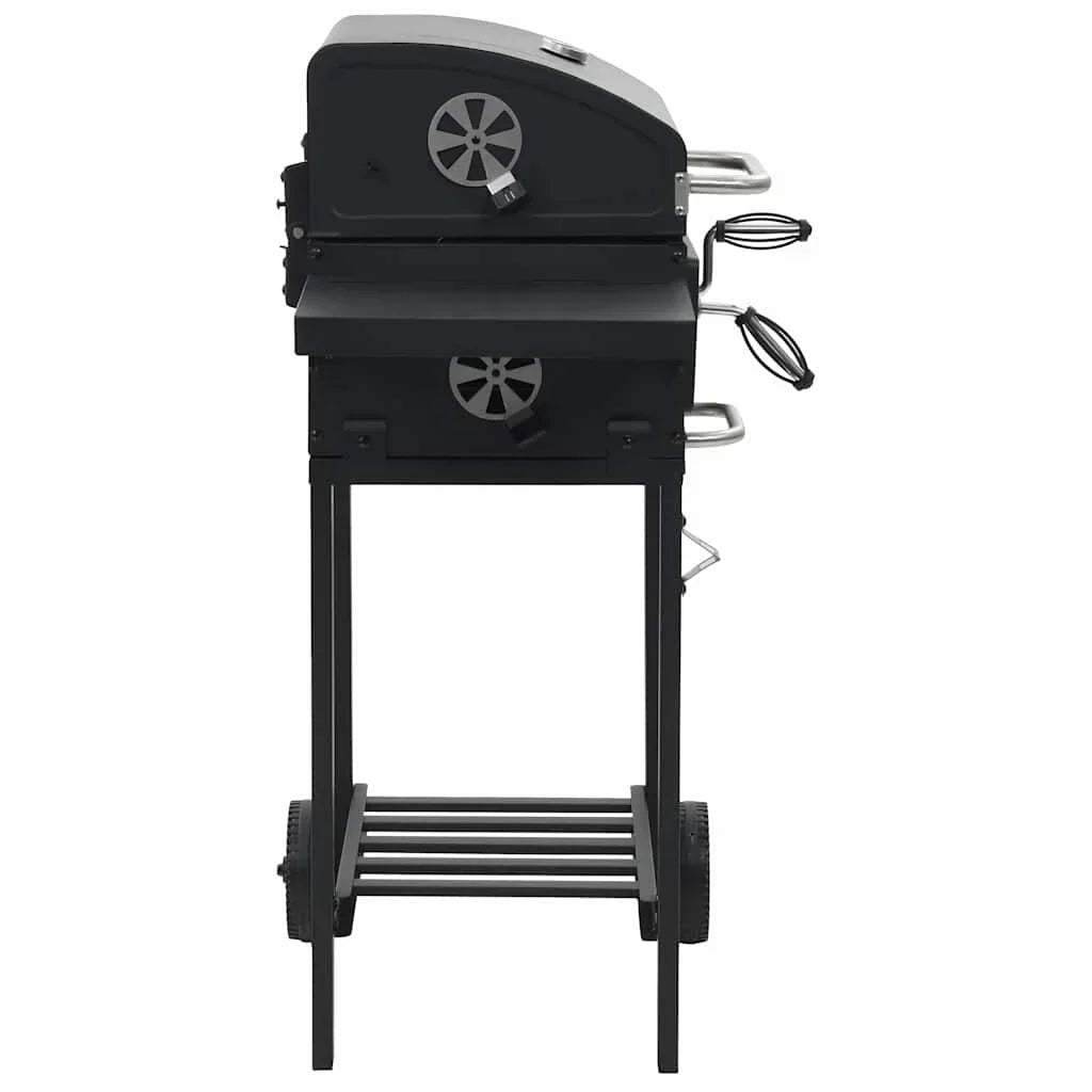 Barbacoa De Carbón Con Estante Inferior Negra Vidaxl