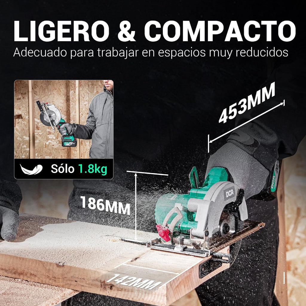 DCA 20V Sierra Circular Mini Inalámbrica Sin Escobillas