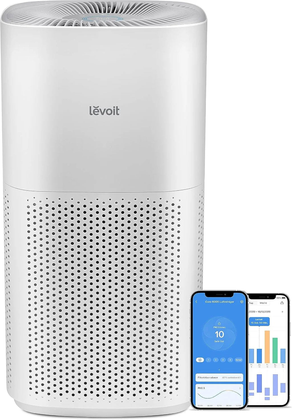 Levoit Purificador de aire inteligente con HEPA para fumadores y alergias, CADR 697 m³/h, hasta 147㎡, indicador de PM2.5, modo automático, contra el 99,97% de moho, polen y polvo, control con
