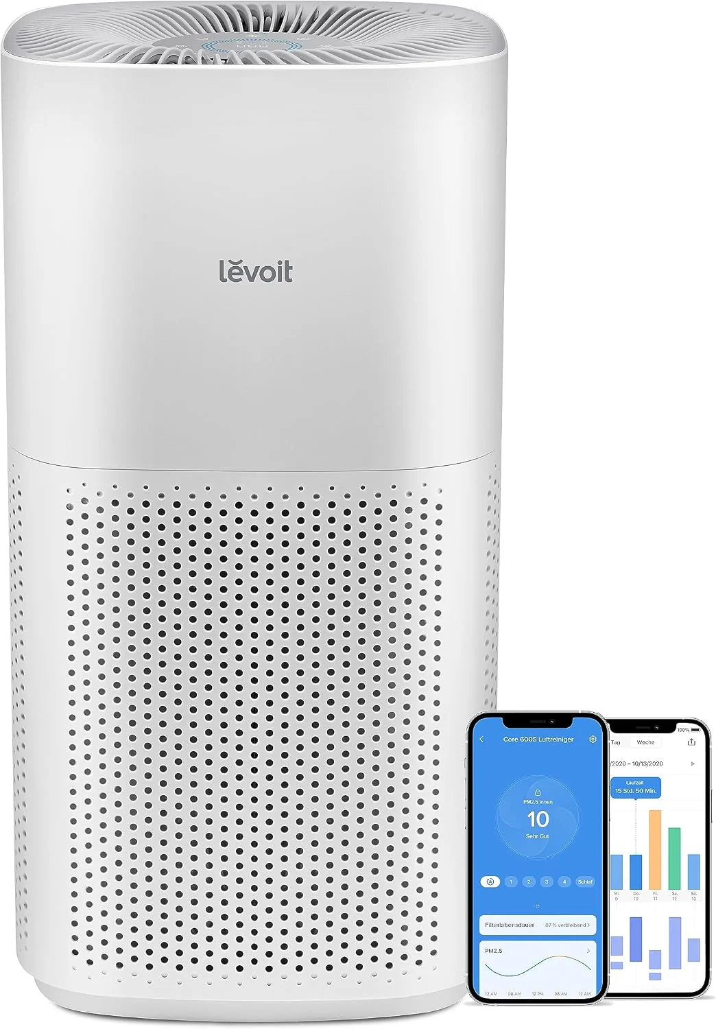 Levoit Purificador de aire inteligente con HEPA para fumadores y alergias, CADR 697 m³/h, hasta 147㎡, indicador de PM2.5, modo automático, contra el 99,97% de moho, polen y polvo, control con