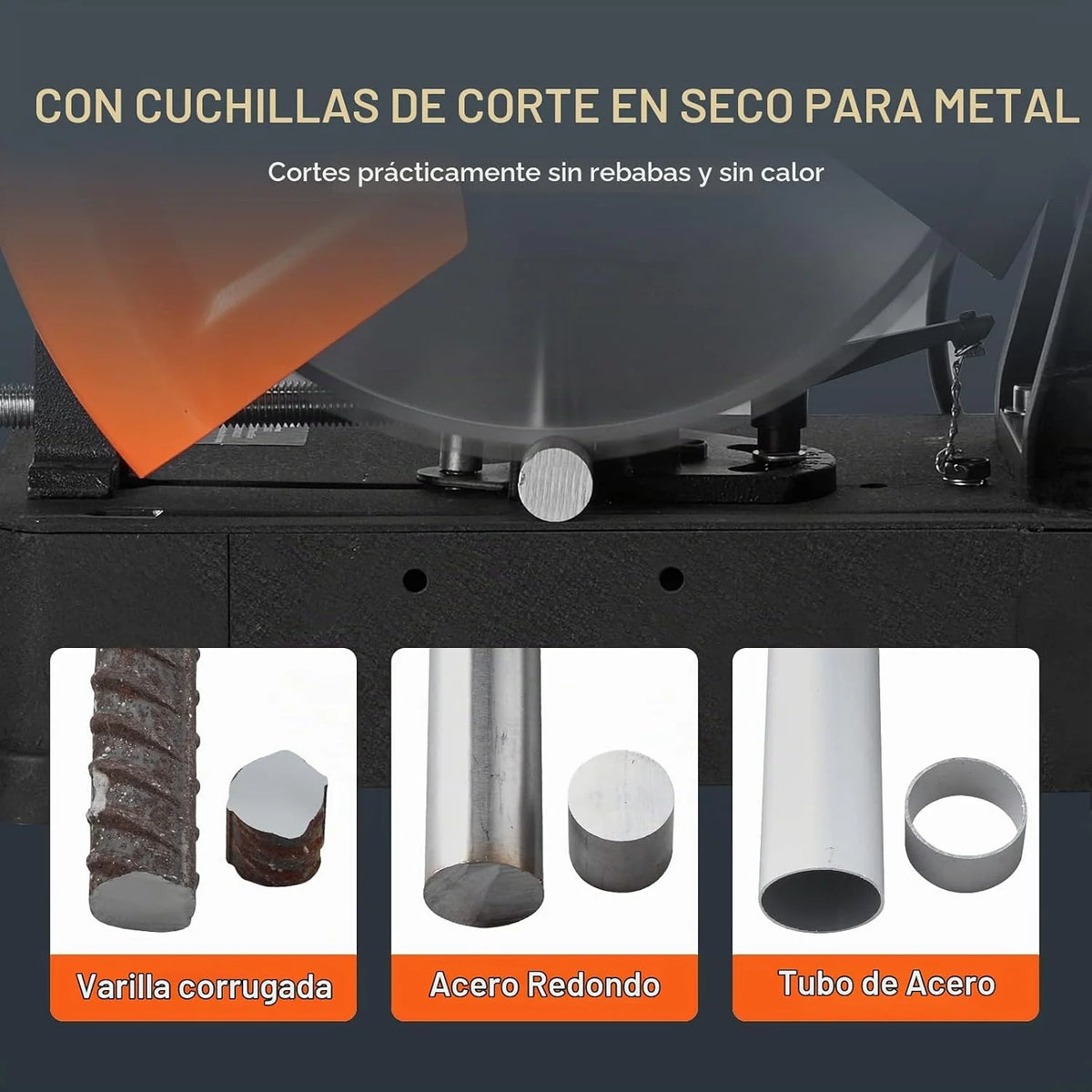 VEVOR Sierra de Corte de Metal de 35,5 cm Sierra de Inglete de Metal 0-45° 2800 W 1200 rpm Sierra de Corte con Hoja de Acero Inoxidable y Aleación Cerámica Corte en Frío para Acero Hierro Aluminio