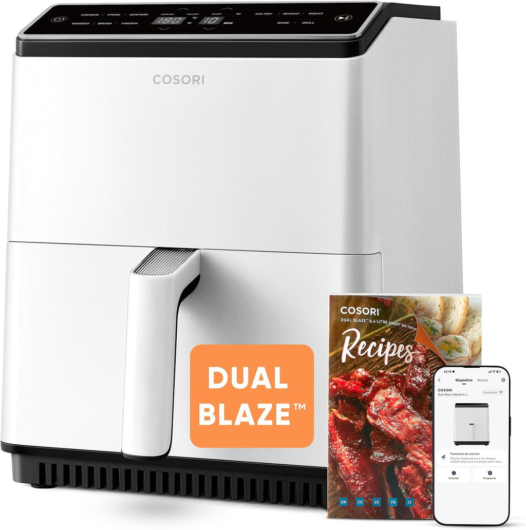 Cosori Freidora de Aire Dual Blaze 6,4L, Doble Resistencia, 11 Modos, WIFI