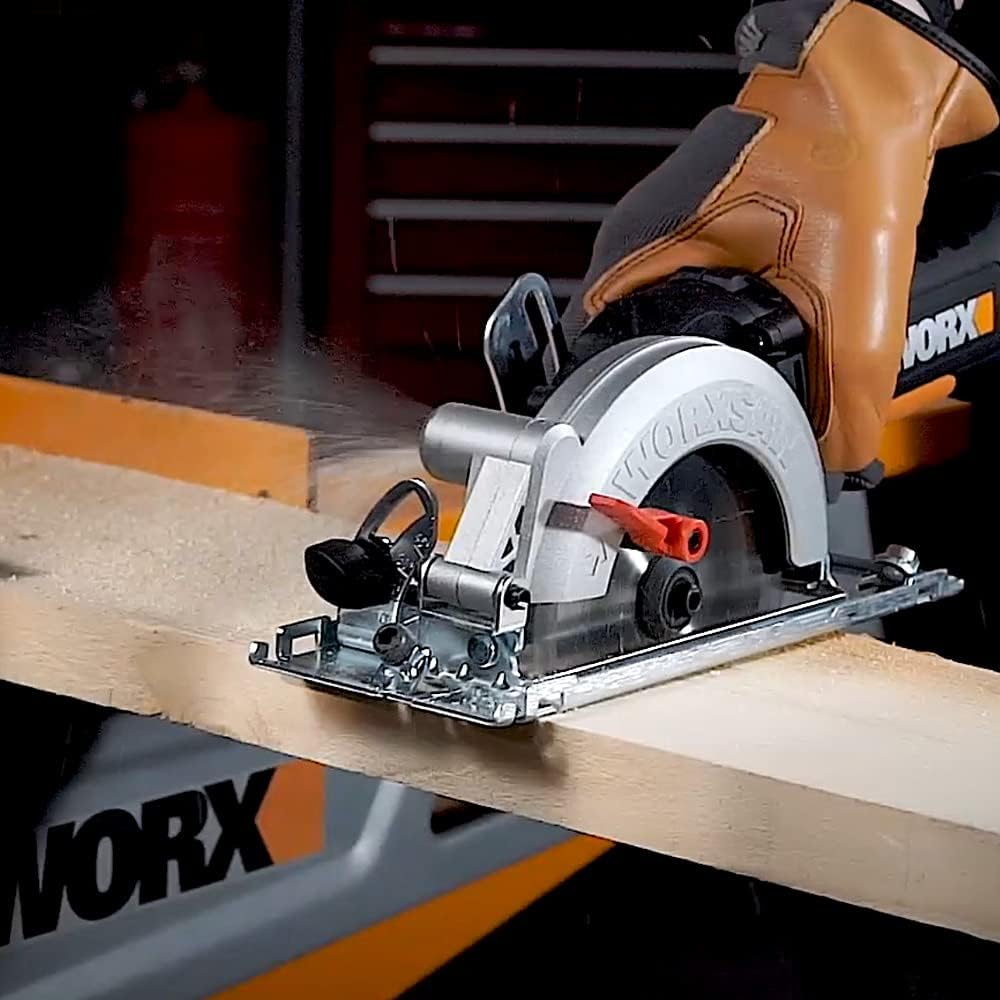 WORX Sierra circular WORXSaw XL 46mm, 800W | WX437 | Guía láser, sistema de aspiración integrado, rápido ajuste de profundidad, cambio de disco sencillo