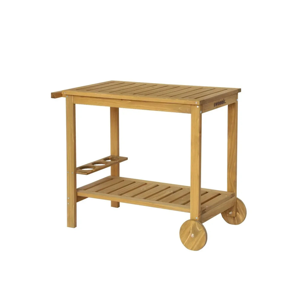 Aparador De Barbacoa De Madera Con Ruedas, Madera