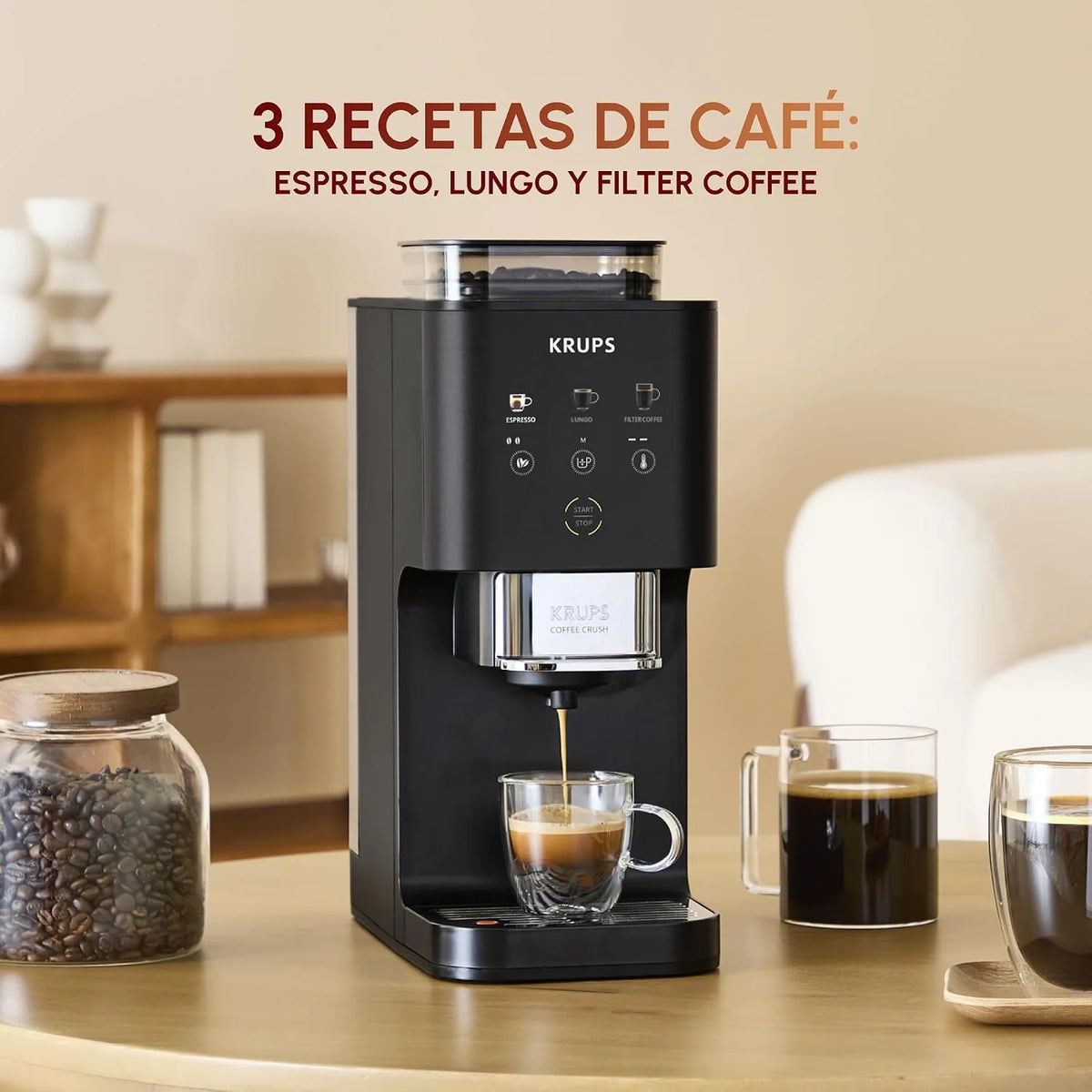 KRUPS Coffee Crush, Cafetera automática, Súper compacta, Negra