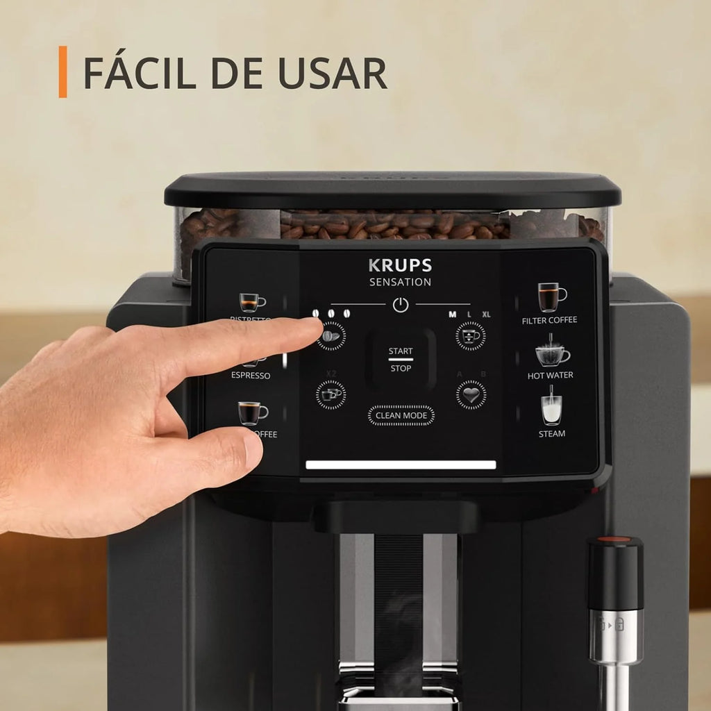KRUPS Sensation, Cafetera Superautomática, 5 Bebidas, Espumador