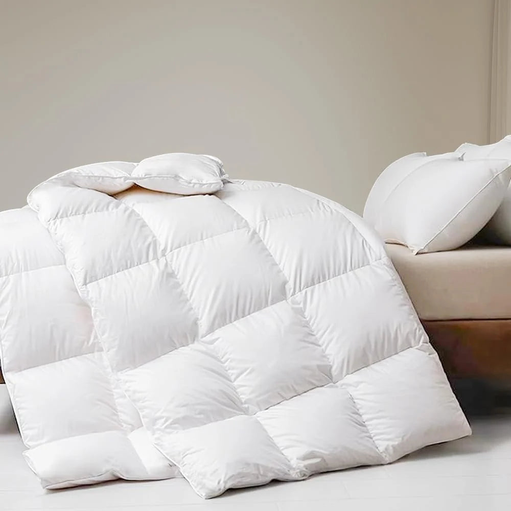DWR Duvet Bed 105/120, Feather and Down Duvet 200 x 200 cm, Winter Warm 450 g/㎡, 100% Cotton, Soft, Breathable, Oeko-Tex and RDS Certified, White
