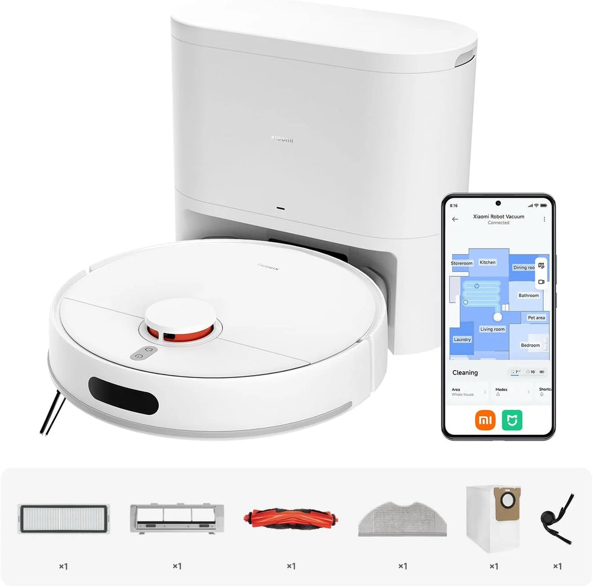 XIAOMI H40 Robot Aspirador con Auto-Vaciado, Aspiración 10000 Pa