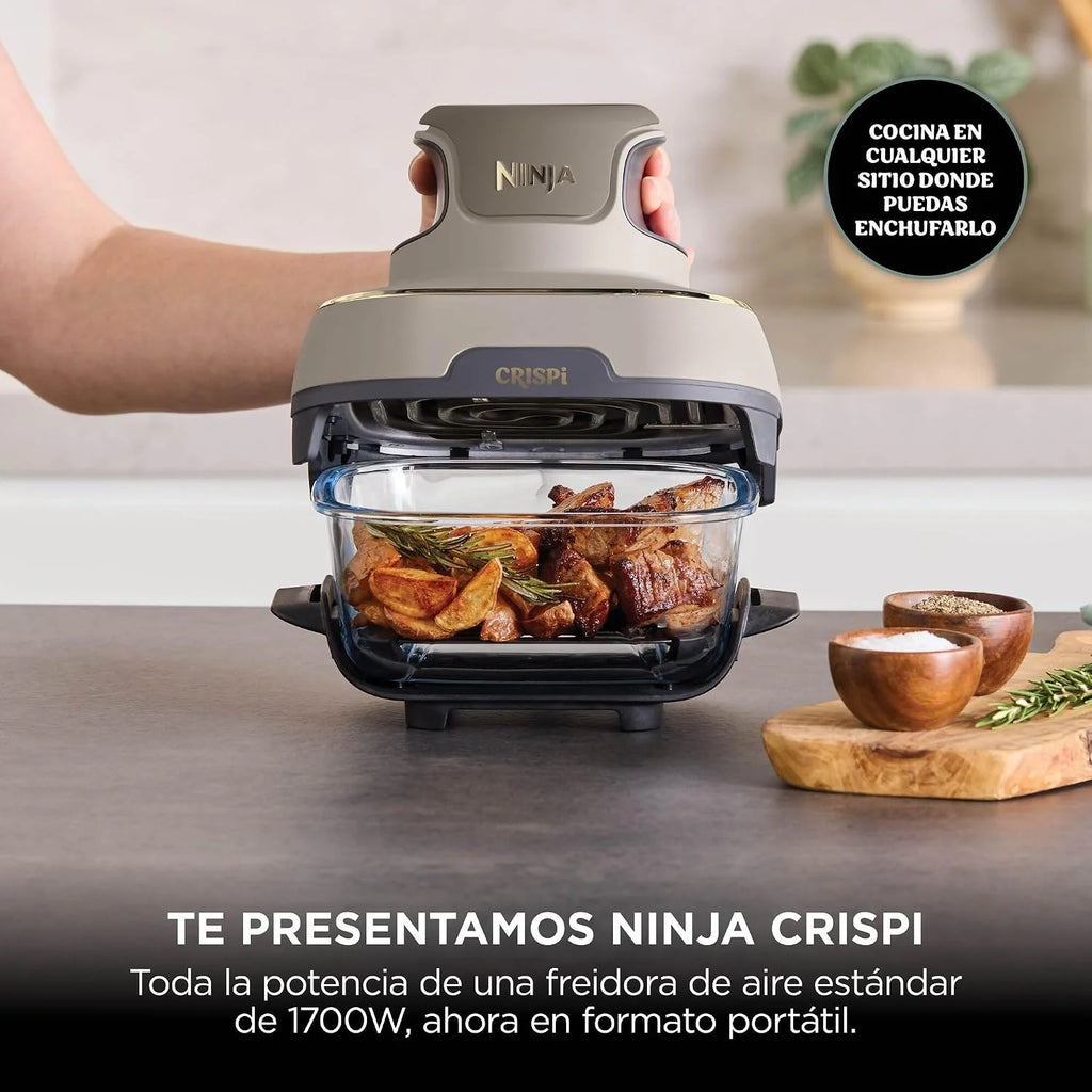 Ninja CRISPi, Freidora de Aire Portátil 4 en 1, 3,8L, Piedra/Dorado