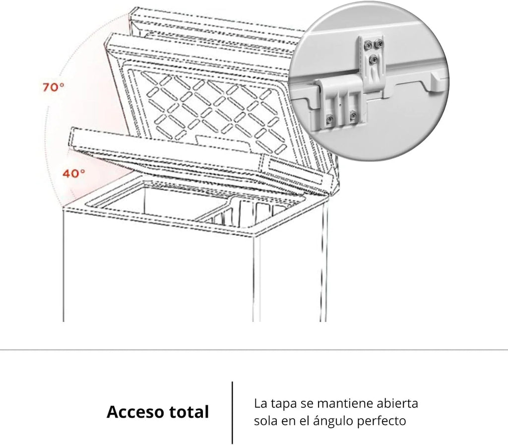 Corberó - Arcón Congelador Horizontal | CCHM1006M | 99L | 54,7cm x 84,9cm | Motor Inverter 38db | Sistema Dual | Súper Congelación | Control con Display | 1 Cesta |Blanco