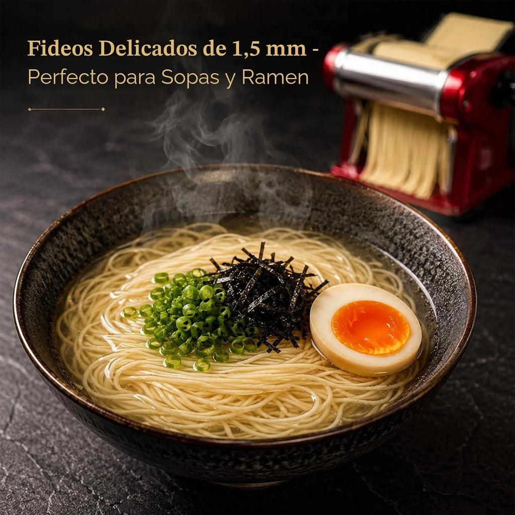 Máquinas Eléctricas Para Pasta - Fabricante de Fideos con Rodillo y Doble Cuchilla de Acero Inoxidable - 1.5mm (Redondo) y 4mm (Plano) - Para Uso Doméstico y Comercial