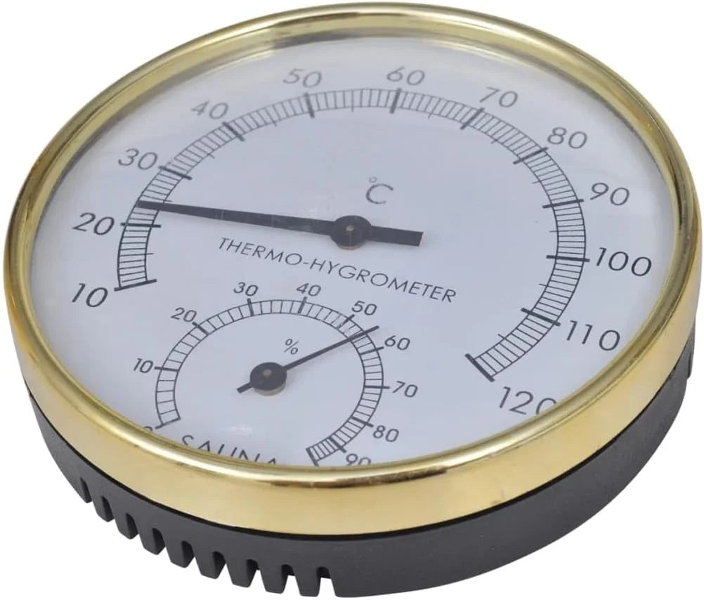 Juego de 5 accesorios para sauna con cubo, cuchara, reloj de arena, termohigrómetro de madera, para sauna, bienestar, relajación, temperatura y humedad en el baño de vapor y cabina de