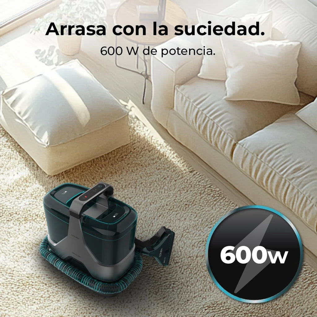 Cecotec Limpiador Aspirador de Tapicerías y Alfombras con Cable Conga 6000 Carpet&Spot Clean XXL Advance. 600W, 15kPa, Pulveriza, Aspira y Limpia, Depósito de Agua Limpia 1300ml, Radio de Acción 7m