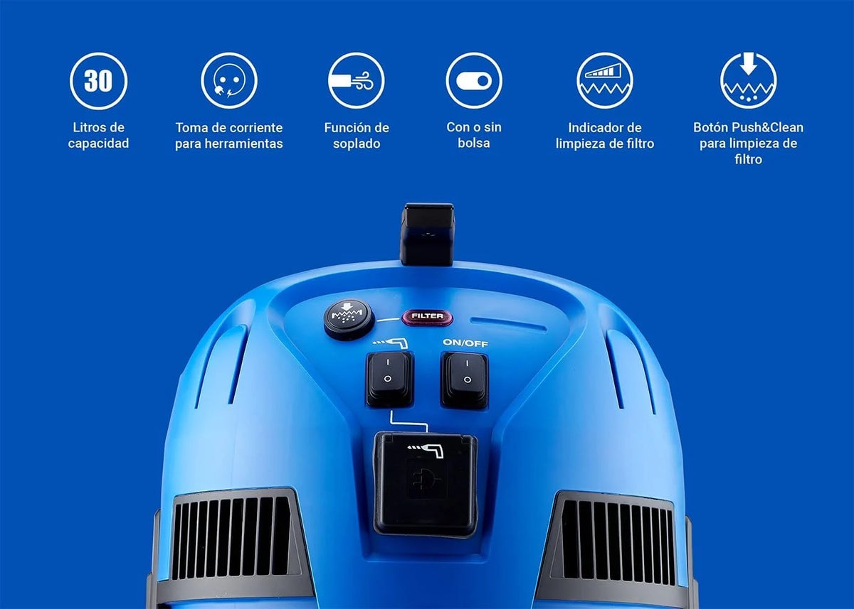 Nilfisk Aspirador de Agua y Polvo Multi II 30L T c/Toma Eléctrica (1400 W)