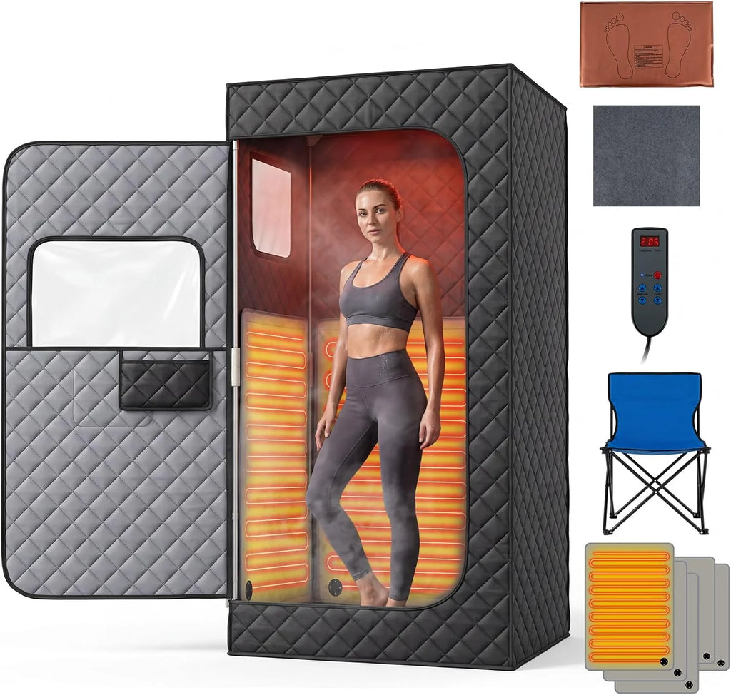 COSTWAY Tienda para Sauna de Infrarrojos con Silla Plegable