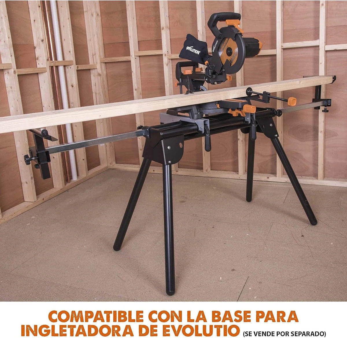Evolution Power Tools R210SMS+ Ingletadora deslizante multimaterial de 210 mm, con paquete Plus, Corta acero dulce, aluminio, plástico, madera con clavos incrustados, 230 V