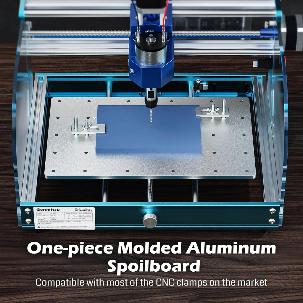 Genmitsu 3018-PROVer V2 - Máquina enrutadora CNC con estructura de aluminio completa para principiantes, mini kit de grabado de fresado con sonda Z, interruptores de límite, parada electrónica, ideal
